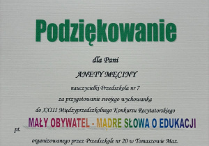 Dyplom uczestnika konkursu