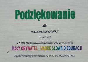 Dyplom uczestnika konkursu