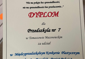 Dyplom dla przedszkola
