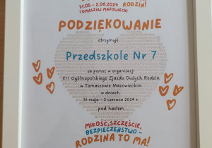 Podziękowanie dla Przedszkola