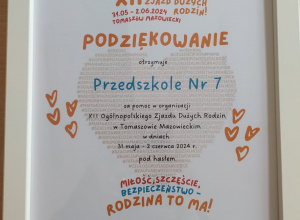 Podziękowanie dla naszego Przedszkola