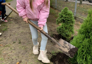 Dziewczynka sadzi drzewo