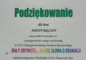 Dyplom uczestnika konkursu