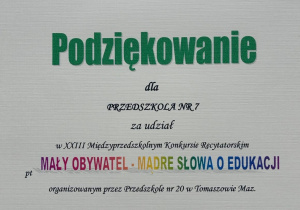 Dyplom uczestnika konkursu