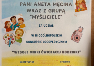 dyplom dzieci z grupy Myśliciele