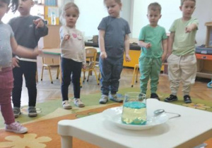 Dzieci ogladają eksperyment