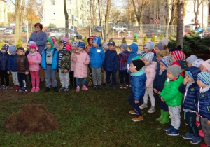 Dzieci przed posadzeniem drzewa