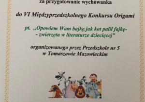 Dyplom z podziękowaniem dla p. Doroty