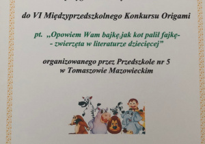 Dyplom z podziękowaniem dla p. Oli